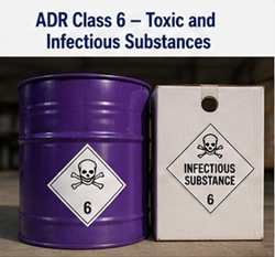 Substanțe chimice toxice și materiale infecțioase transportate cu marcaje ADR Clasa 6