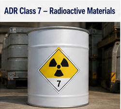 Transport de materiale radioactive cu simboluri de pericol ADR Clasa 7 și containere protejate