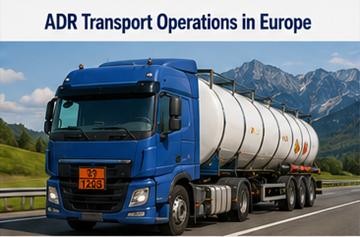 Operațiuni logistice de transport ADR în Europa, cu camioane de mărfuri periculoase și sisteme de conformitate