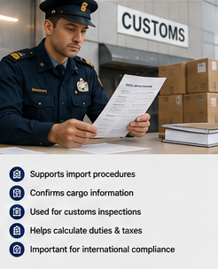 Ofițeri vamali verificând documente de conosament la un terminal internațional de marfă