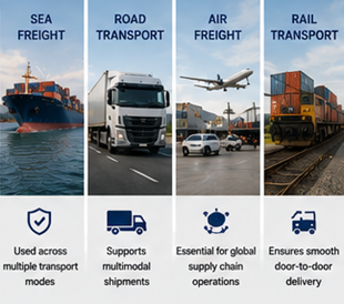 Operațiuni de transport maritim, rutier, aerian și feroviar folosind documente de conosament