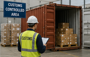 Depozit vamal cu marfă importată și containere aflate sub control vamal