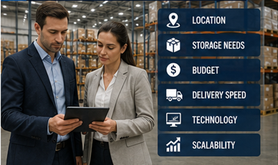 Manageri de logistică selectând soluții de depozitare pentru operațiuni din lanțul de aprovizionare