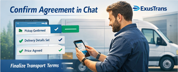 Persoană fizică ce confirmă o ofertă de transport și discută detalii cu transportatorul în chat