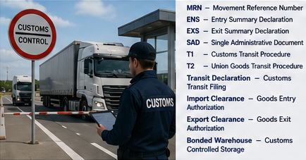 Proces de vămuire la frontieră internațională cu documente de marfă și abrevieri pentru operațiuni de import-export