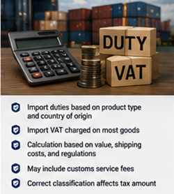 TVA la import, taxe vamale și calcule de taxe vamale internaționale în logistică