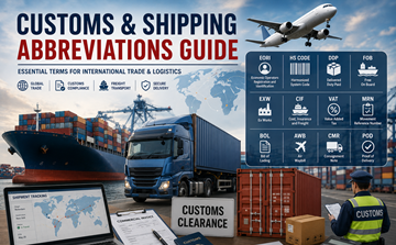 Containere pentru transport internațional, operațiuni vamale, transport de marfă și abrevieri comerciale