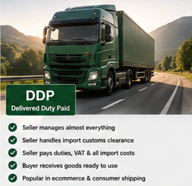 Serviciu complet de livrare internațională cu vămuire și livrare finală conform termenilor DDP