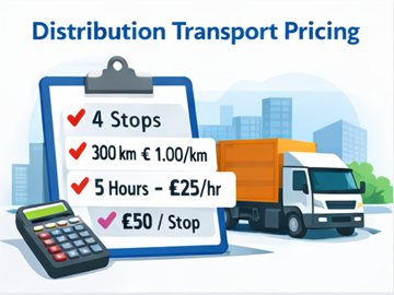 Tarifare pentru transport de distribuție cu mai multe opriri, distanță, ore și calcul al tarifului per oprire pe clipboard