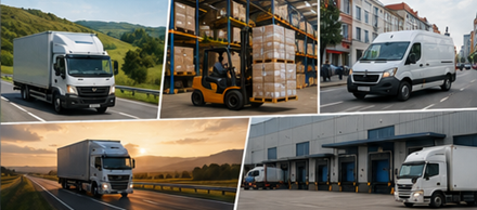Transport intern de marfă cu camioane de livrare locale, depozite, logistică urbană și operațiuni de transport regional
