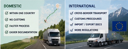 Transport de marfă intern și internațional peste granițele europene, cu camioane logistice