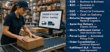 Operațiuni de fulfillment într-un depozit eCommerce cu sortarea coletelor și procesarea comenzilor online