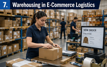 Depozit de fulfilment e-commerce care pregătește comenzi online pentru expediere