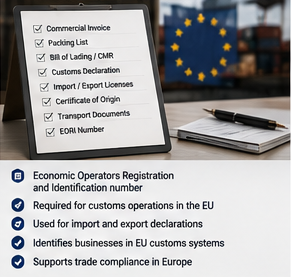 Înregistrare vamală europeană și număr EORI utilizat în logistica internațională