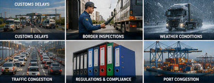 Transport intern și internațional în Europa cu autostrăzi UE, treceri de frontieră, depozite și hub-uri logistice