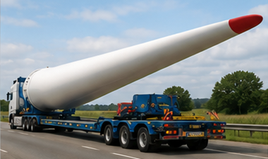 Pală de turbină eoliană, utilaj de construcții și echipamente industriale transportate ca marfă agabaritică