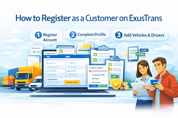 Cum să vă înregistrați ca client pe platforma ExusTrans, cu verificarea companiei, configurarea profilului și managementul transporturilor