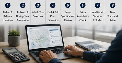 Companie de logistică ce calculează prețurile pentru transportul de marfă și costurile operaționale