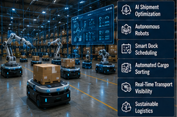 Unitate viitoare de cross-docking automatizată, utilizând robotică, AI și tehnologie logistică inteligentă