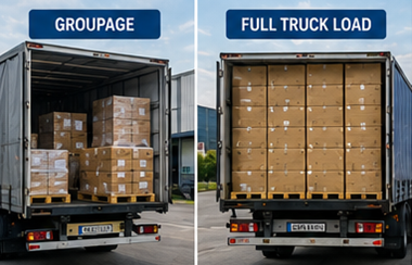 Comparație între expedierea în regim de grupaj și transportul cu încărcătură completă de camion, cu camioane logistice și marfă paletizată