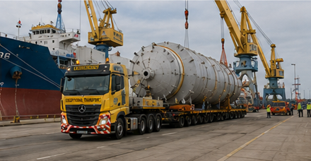 Port industrial care manipulează încărcătură supradimensionată și operațiuni de transport agabaritic