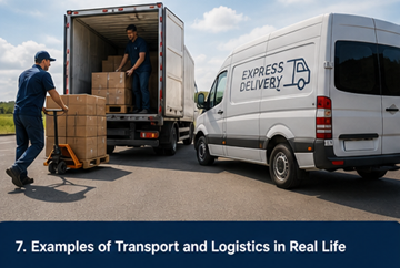 Exemple reale de logistică: camioane de livrare, depozit, expediții e-commerce