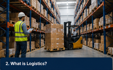 Sistem logistic de depozit, lucrători care gestionează stocarea și distribuția mărfurilor