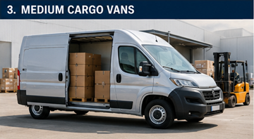 Furgonetă medie de marfă transportând paleți și bunuri comerciale în Europa