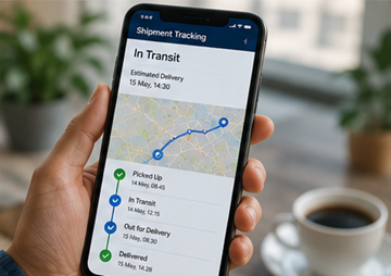 Client care folosește o aplicație mobilă de urmărire a transporturilor, cu actualizări live ale livrării și notificări