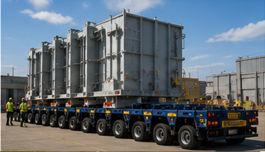 Sistem modular de remorci pentru transport greu transportând marfă industrială agabaritică