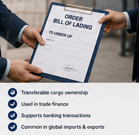 Finanțarea comerțului internațional și document Order Bill of Lading în transportul de marfă