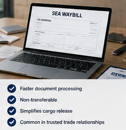 Documentație digitală Sea Waybill pentru transport maritim