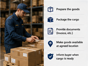 Exportator pregătind marfa în depozit conform acordului de expediere EXW
