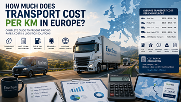 Costul transportului de marfă european pe kilometru, cu camioane logistice, autostrăzi, prețul combustibilului și calculul livrării