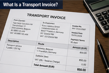 Document factură de transport care arată costurile de transport, detalii despre expediere și informații de facturare