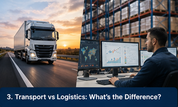 Diagramă comparativă care arată diferența dintre procesele de transport și logistică