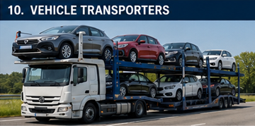 Transportor de vehicule transportând mai multe mașini în Europa
