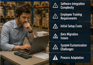 Manageri de depozit care implementează software de management al depozitului și sisteme logistice