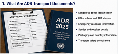 Actele pentru mărfuri periculoase ADR și documentația de transport explicate